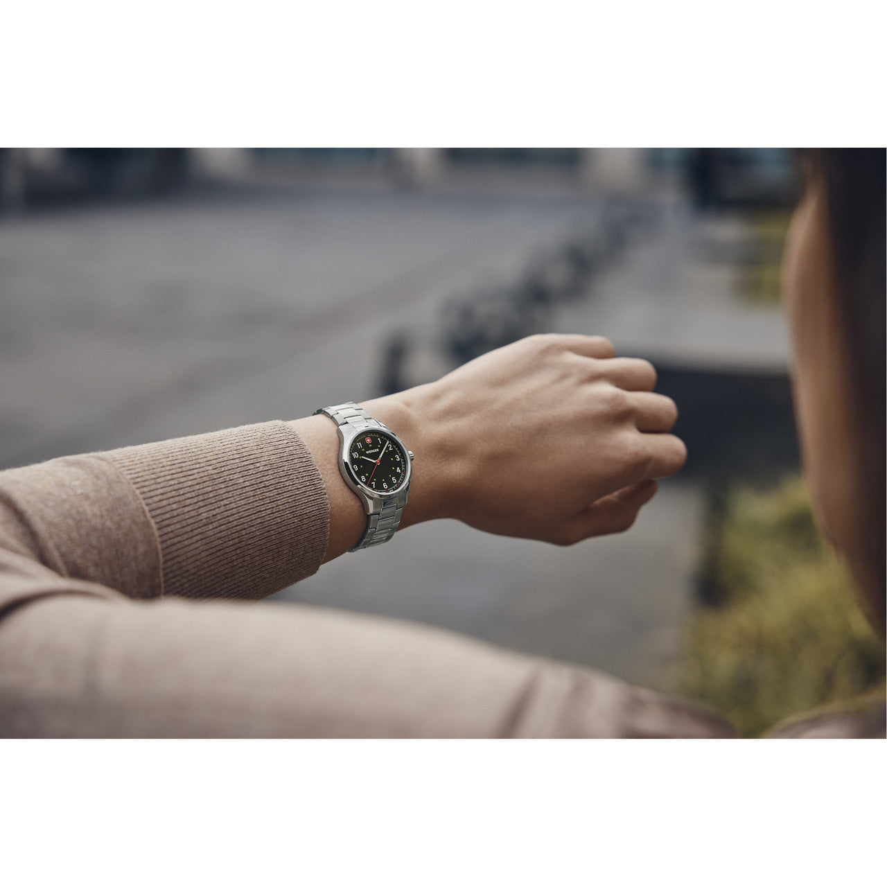 City Sport 34mm, Black dial, Silver Stainless Steel
