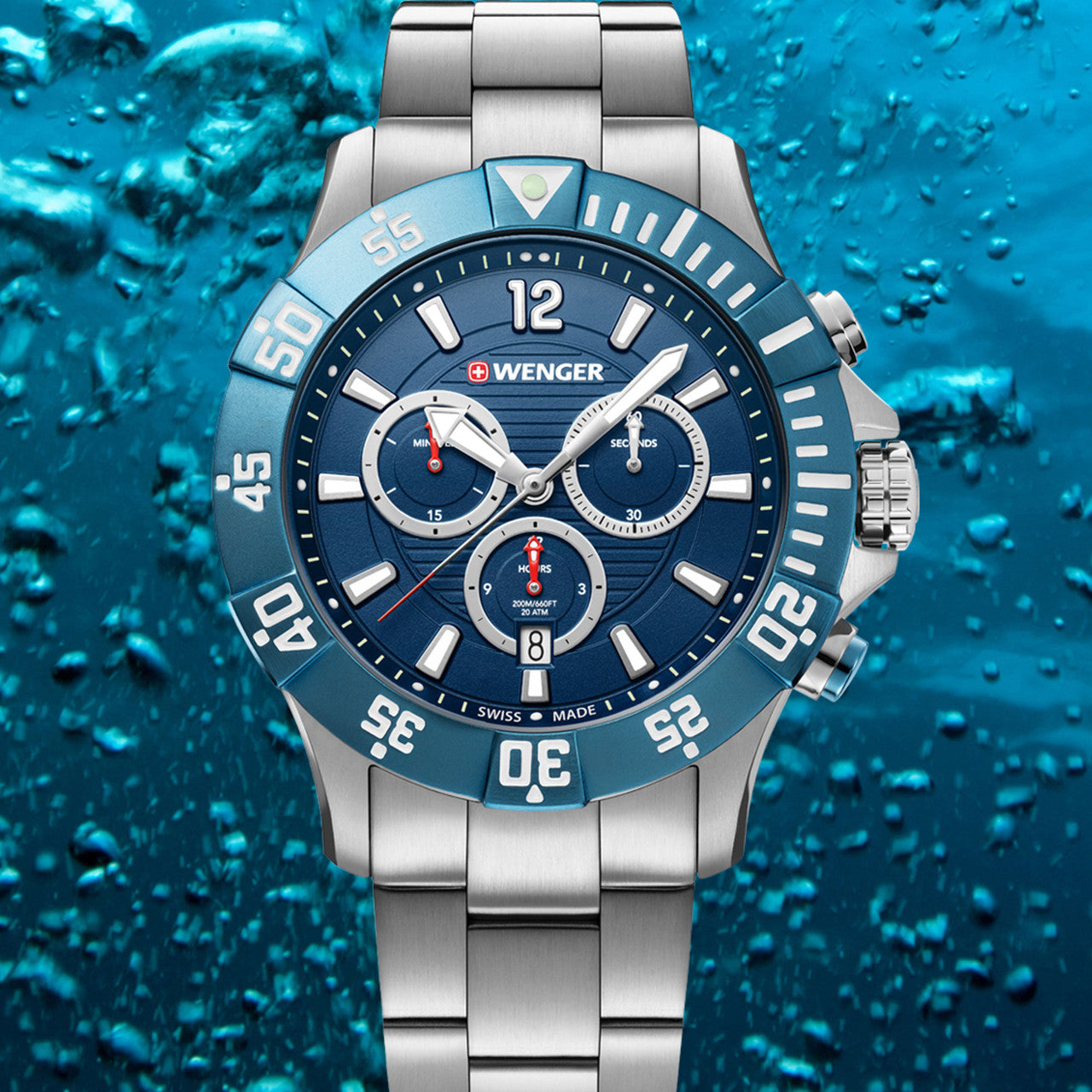 Seaforce Chrono, 43mm, blue, stainless steel