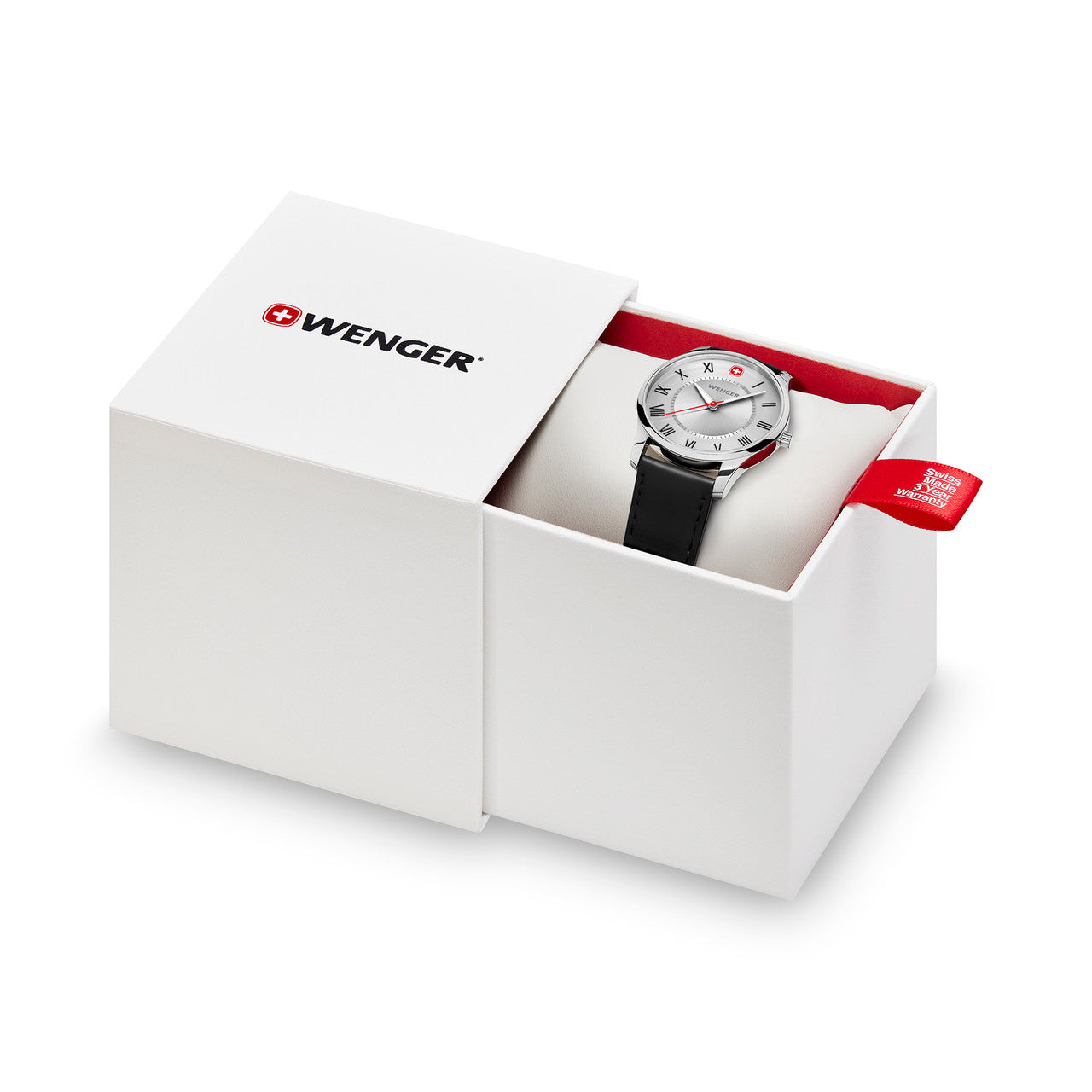 City Classic, Silver Dial, Black Leather Strap 34 mm