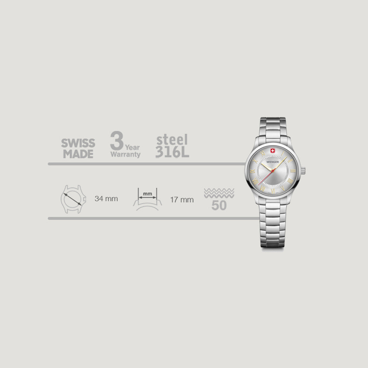 City Classic, Silver Dial, Silver Stainless Steel Bracelet