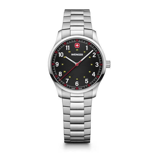 City Sport 34mm, Black dial, Silver Stainless Steel