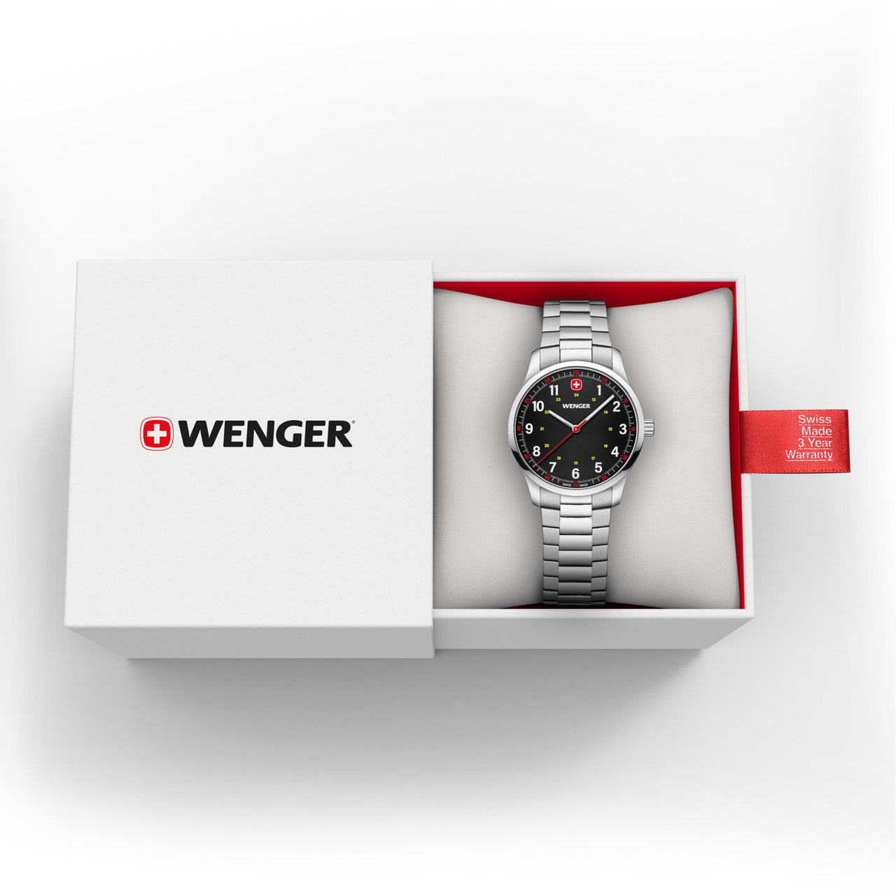 City Sport 34mm, Black dial, Silver Stainless Steel