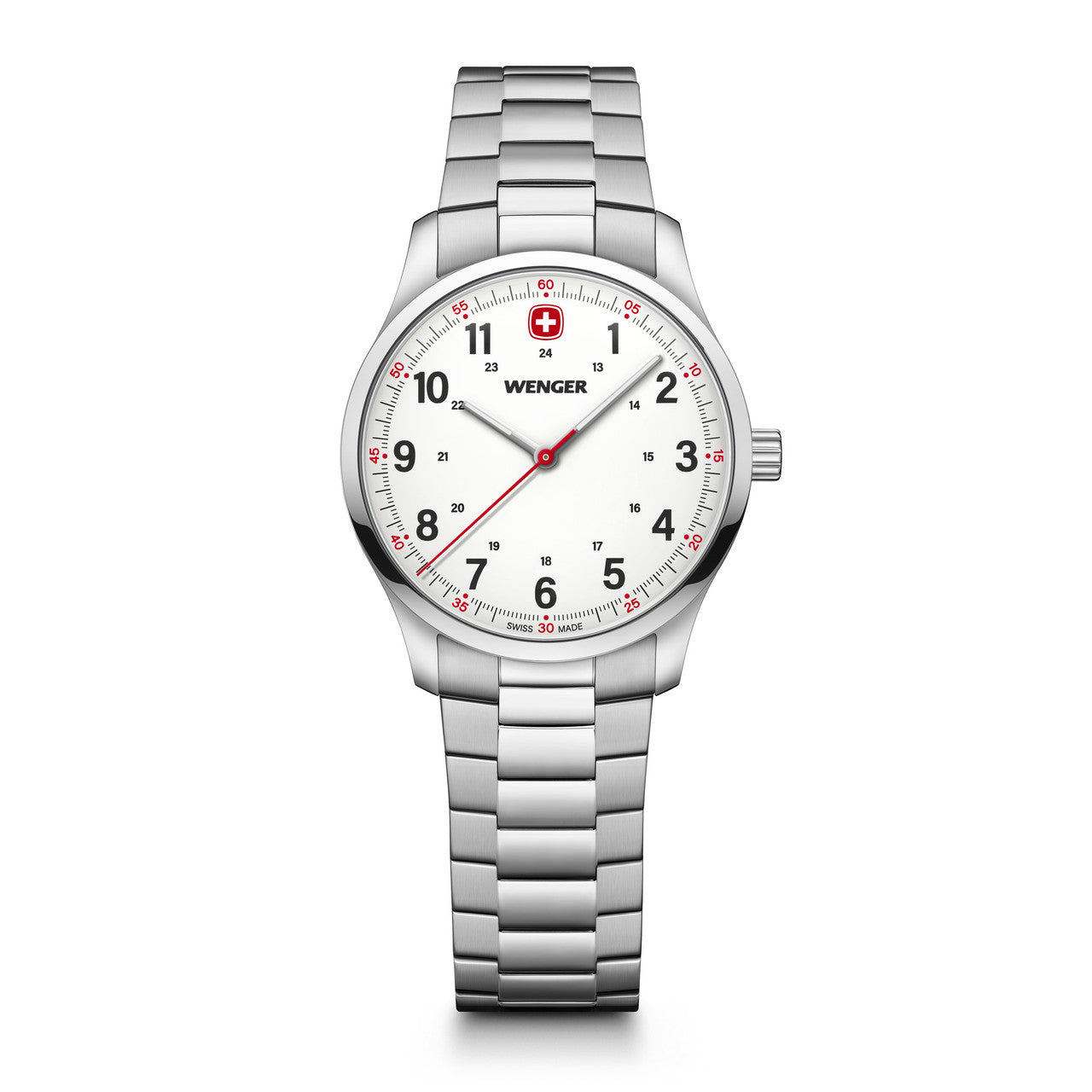 City Sport 34mm, White dial, Silver Stainless Steel