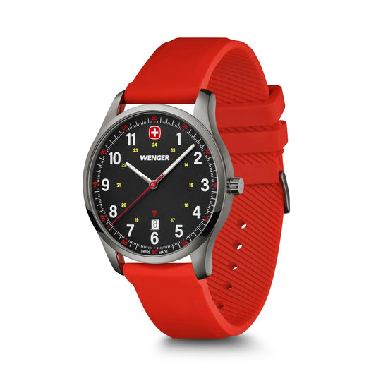 City Sport, Black Dial, Silicone Red Strap