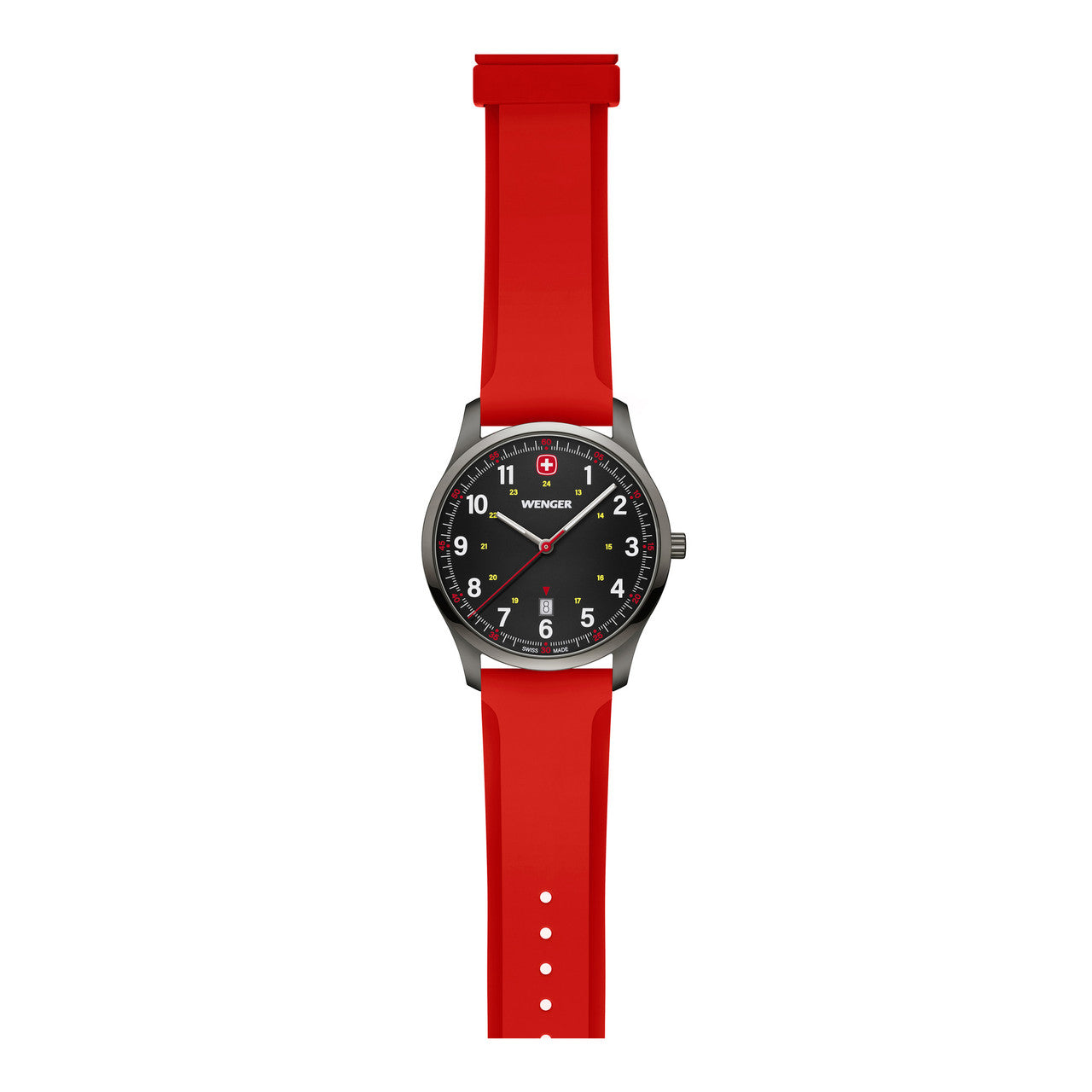 City Sport, Black Dial, Silicone Red Strap
