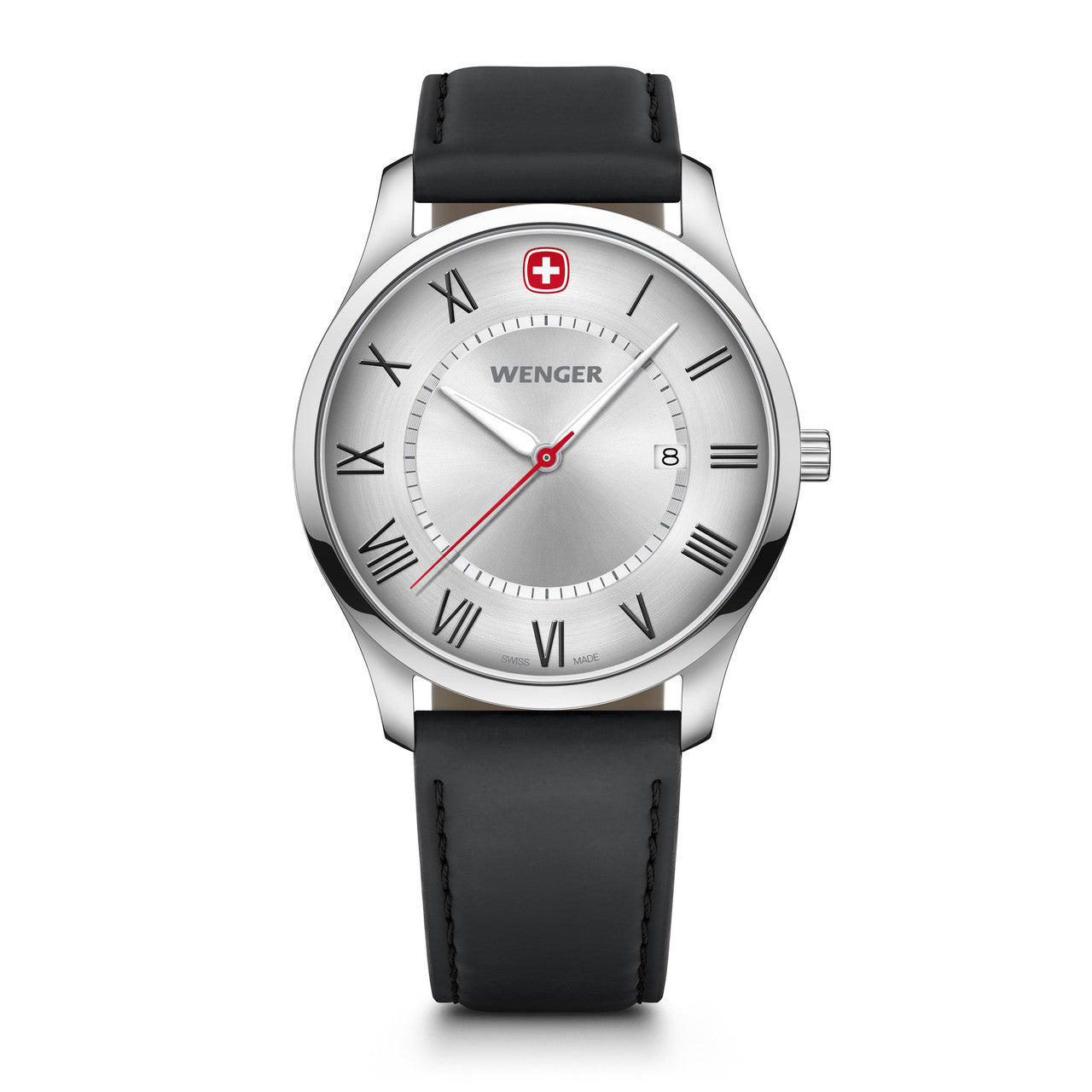 City Classic, Silver Dial, Black Leather Strap 42 mm