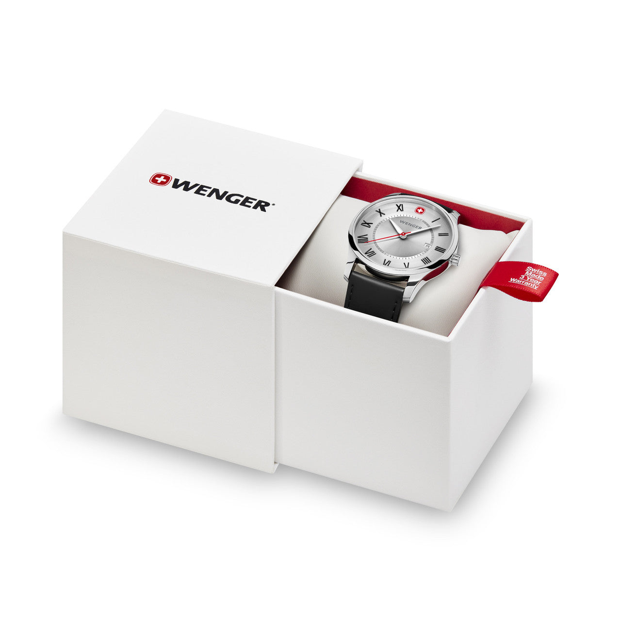 City Classic, Silver Dial, Black Leather Strap 42 mm