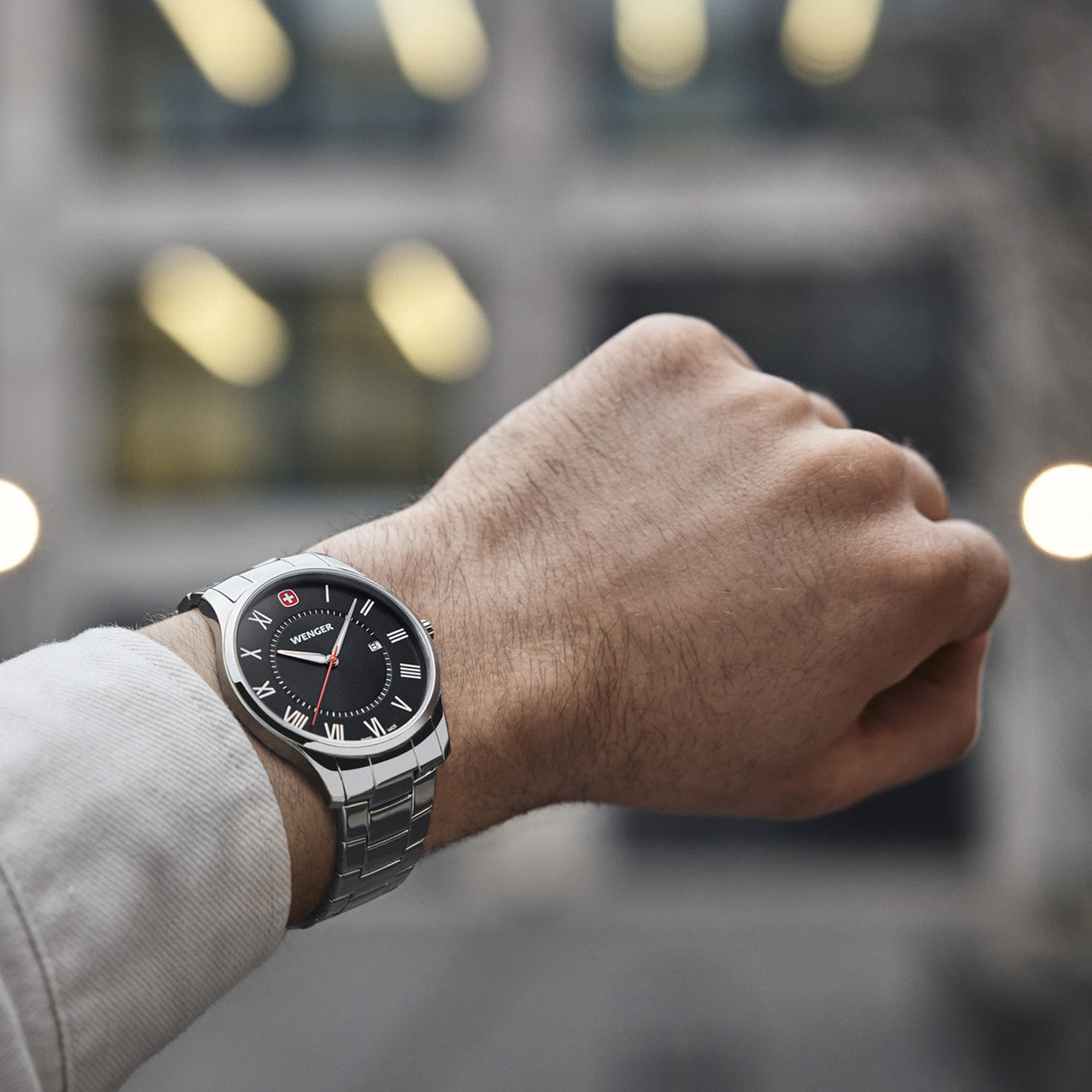 City Classic, Black Dial, Silver Stainless Steel Bracelet