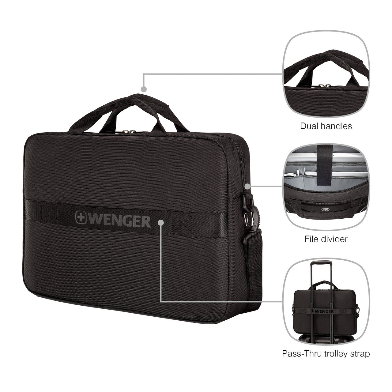 XE Compact 16in Laptop Briefcase with Tablet Pocket Black
