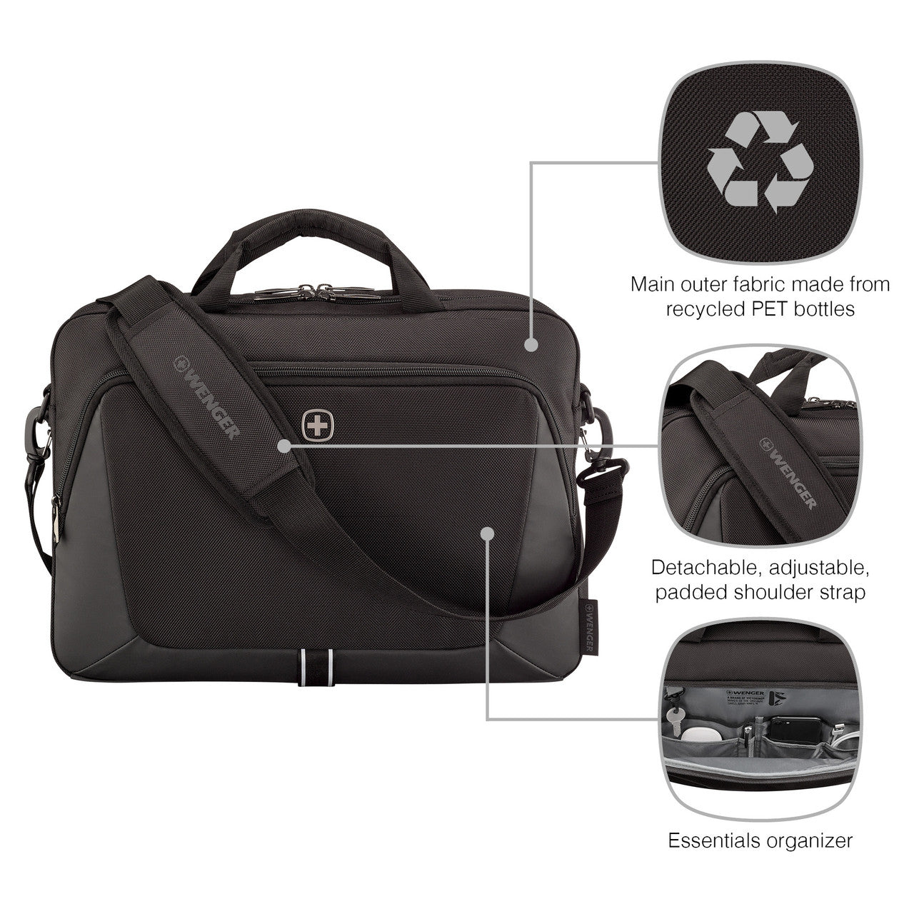 XE Brief 16in Laptop Briefcase with Tablet Pocket Black