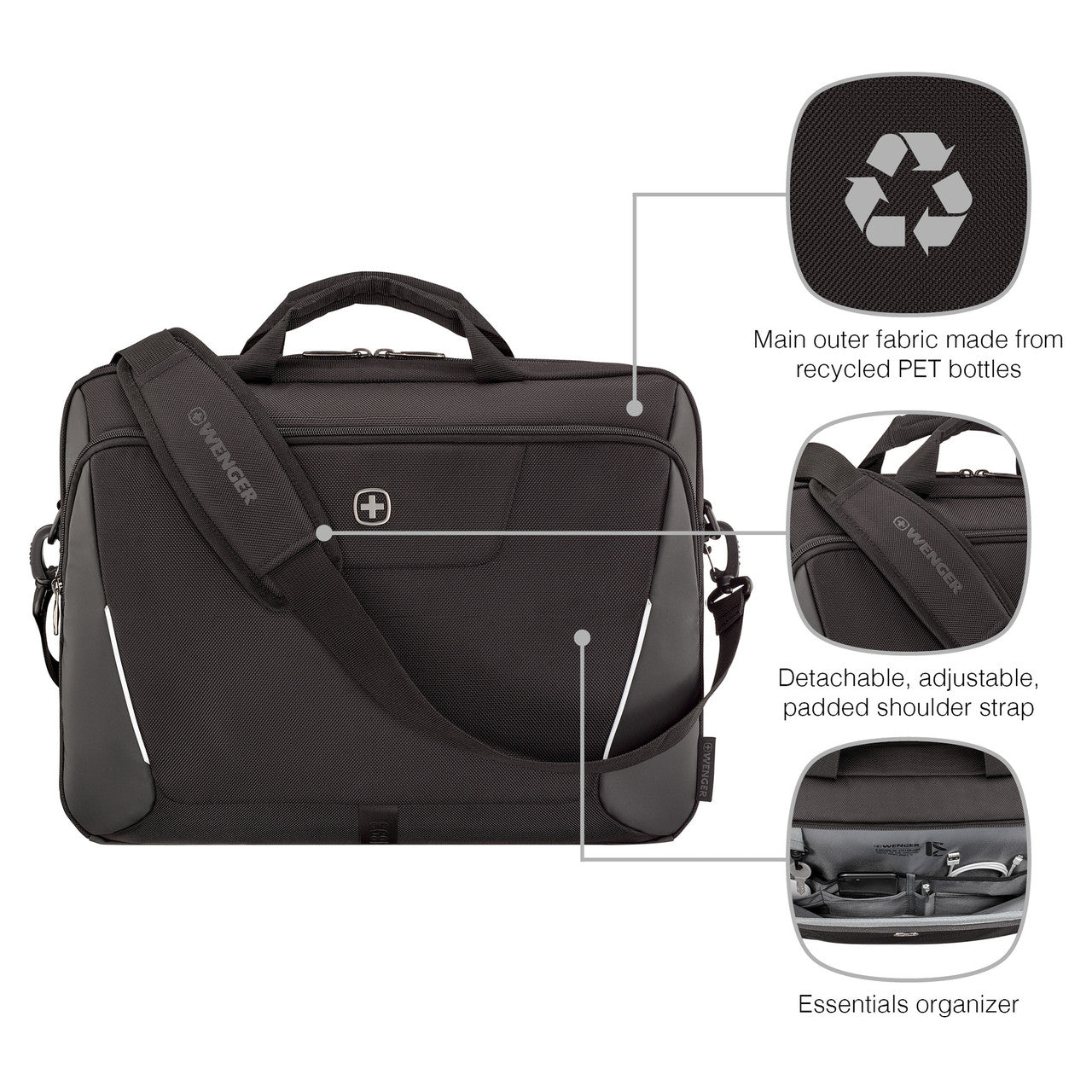 XE Brief 17in Laptop Briefcase with Tablet Pocket Black