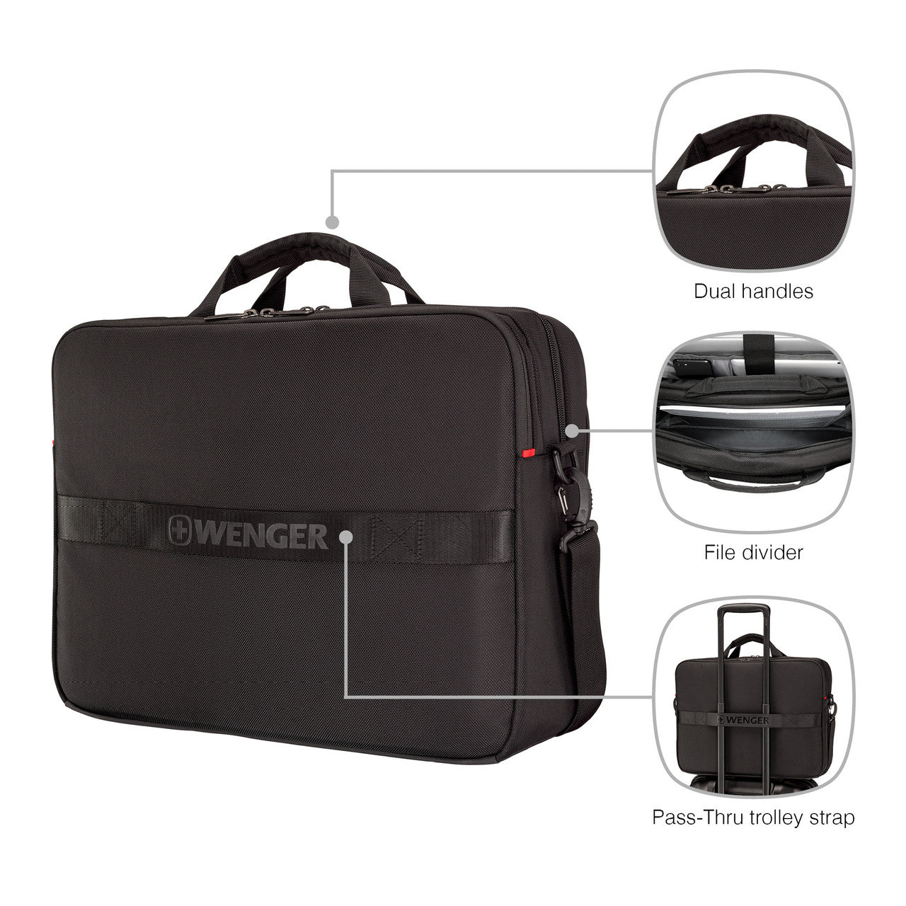 XE Brief 17in Laptop Briefcase with Tablet Pocket Black