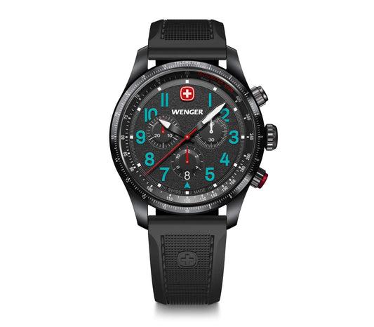 Terragraph Chrono 43mm, Black Dial, Black Silicone